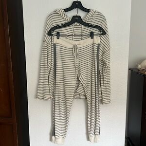 Anthropologie Striped Hoodie and Pants Set - Cream and Black